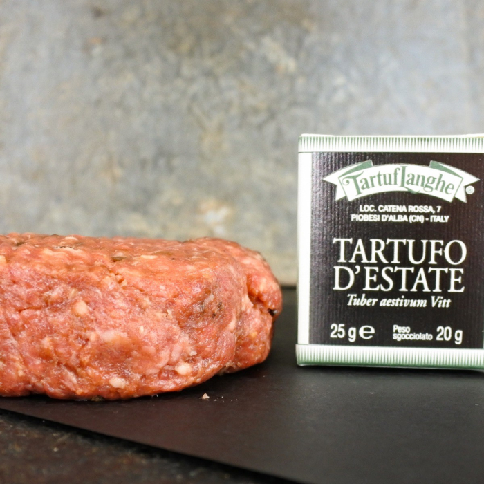 Black Angus burger - eekhoorntjesbrood/zwarte truffel/amarone