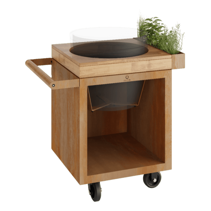 OFYR Kamado Table Corten 65 PRO Teak Hout BGE