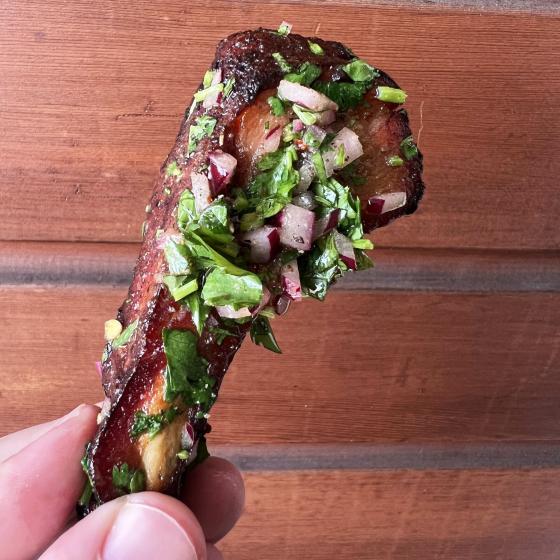 Deep fried babyback ribs with chimmichurri